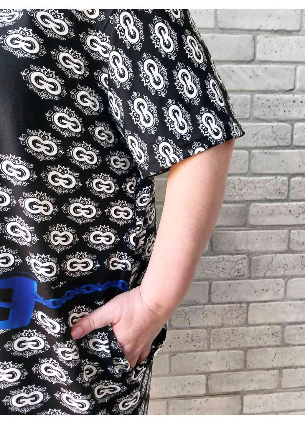 Жіноча трикотажна літня туніка батал з кишенями No Brand (365811576)