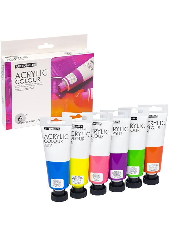 Набор акриловых красок Art Ranger Acryliс Neon 6 цветов с неоновым эффектом по 75 мл. Art Rangers (322772726)