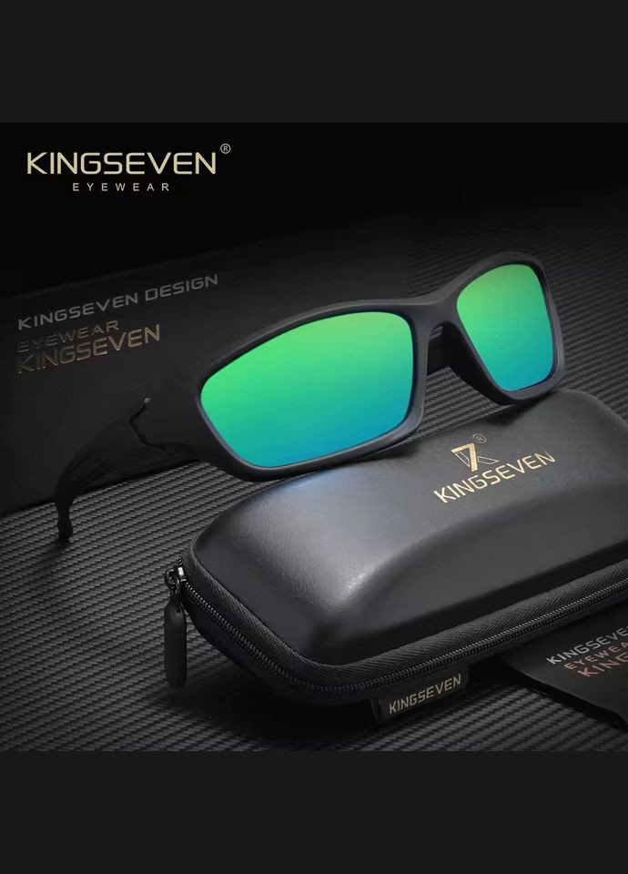 Чоловічі поляризаційні сонцезахисні окуляри S768 Black Green KINGSEVEN (339671921)