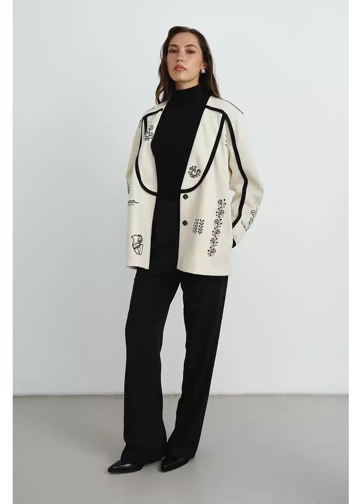 Белое Пальто-кардиган с вышивкой MKRM4303 Rica Mare