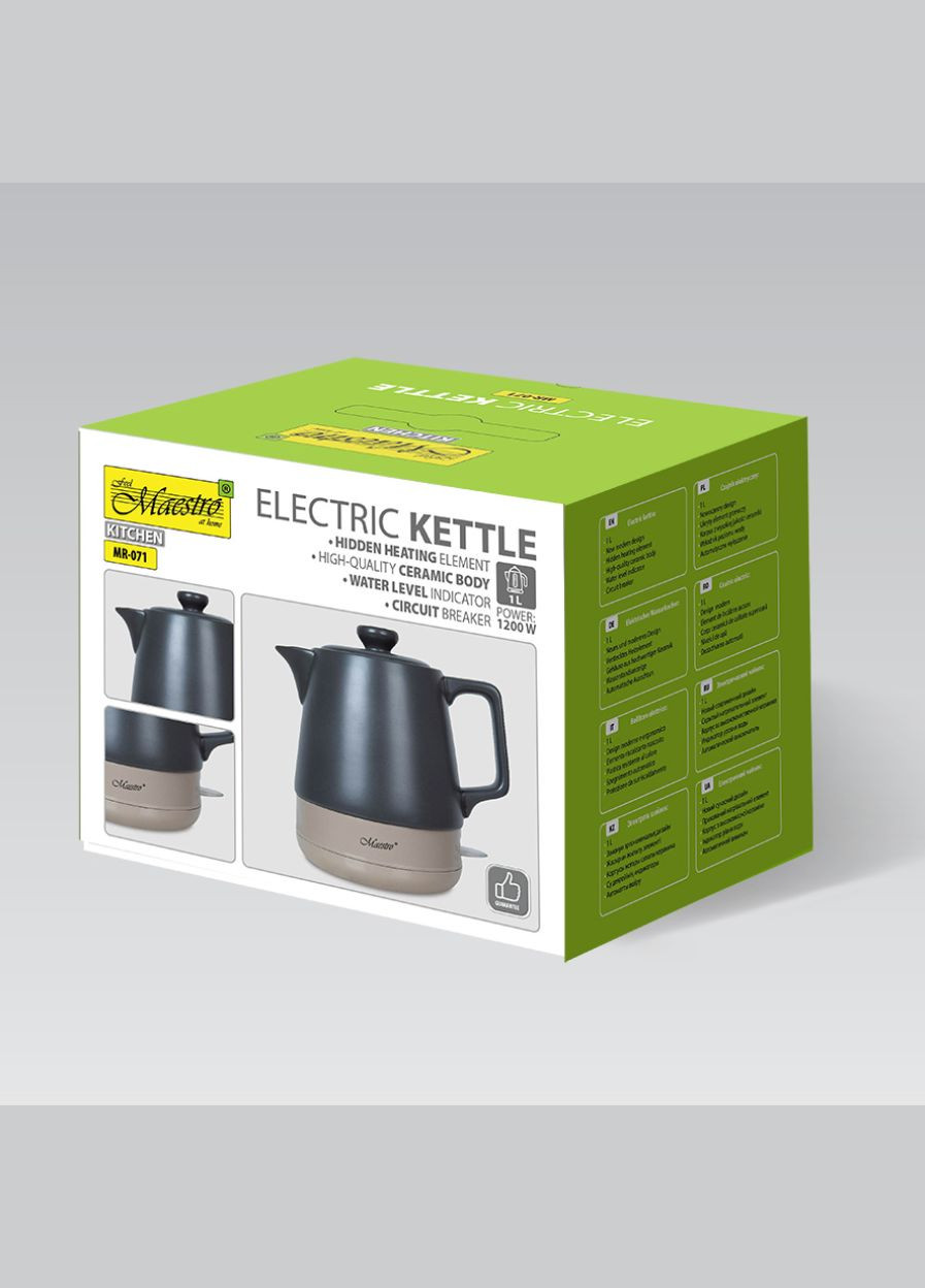 Электрочайник 1л керамический (MR-071-BLACK) 1200 Вт Maestro (323637349)