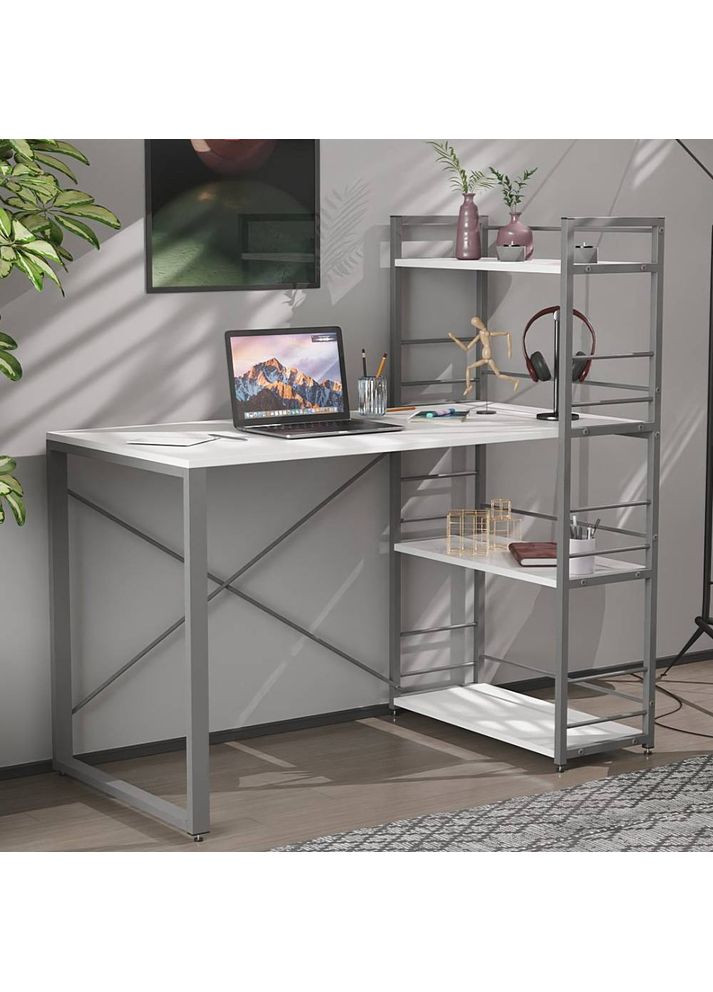 Письмовий стіл Серії Конект з етажеркою 75x120x600 сірий ДСП Біле 16мм (FRD-104230) Ferrum-decor (360644739)