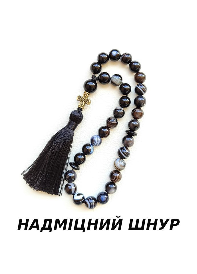 Чотки християнські агат глазковий 30 намистин d 10мм з хрестом No Brand (333706497)