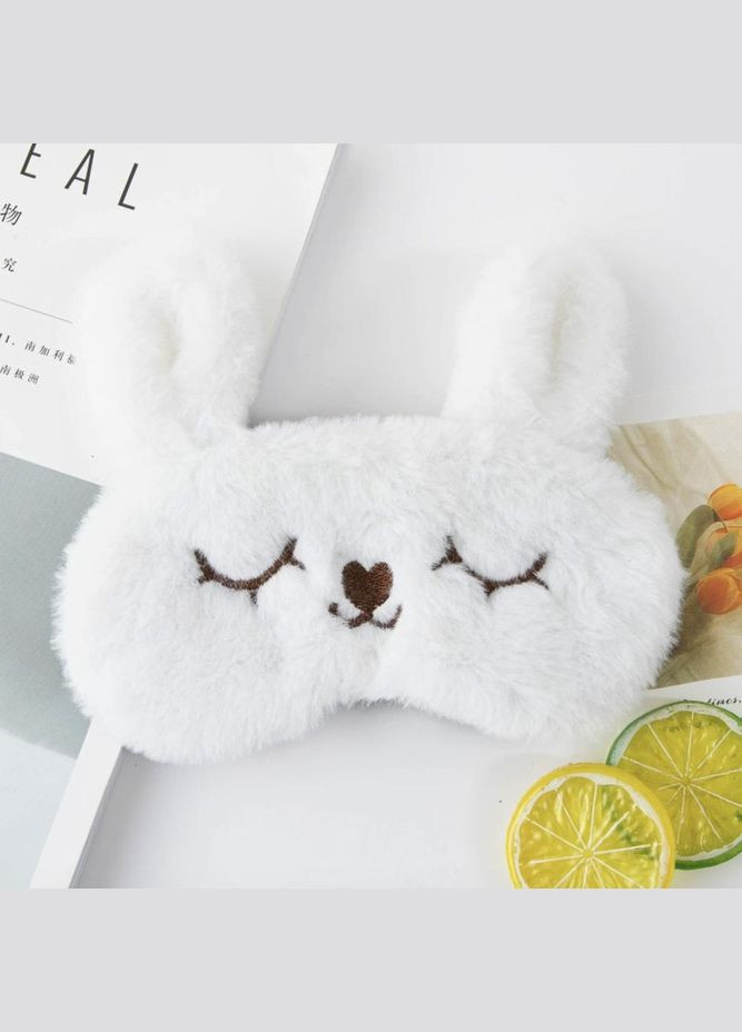 Мягкая плюшевая маска для сна Зайчик с нишей для гелевого вкладыша белая No Brand (335057254)