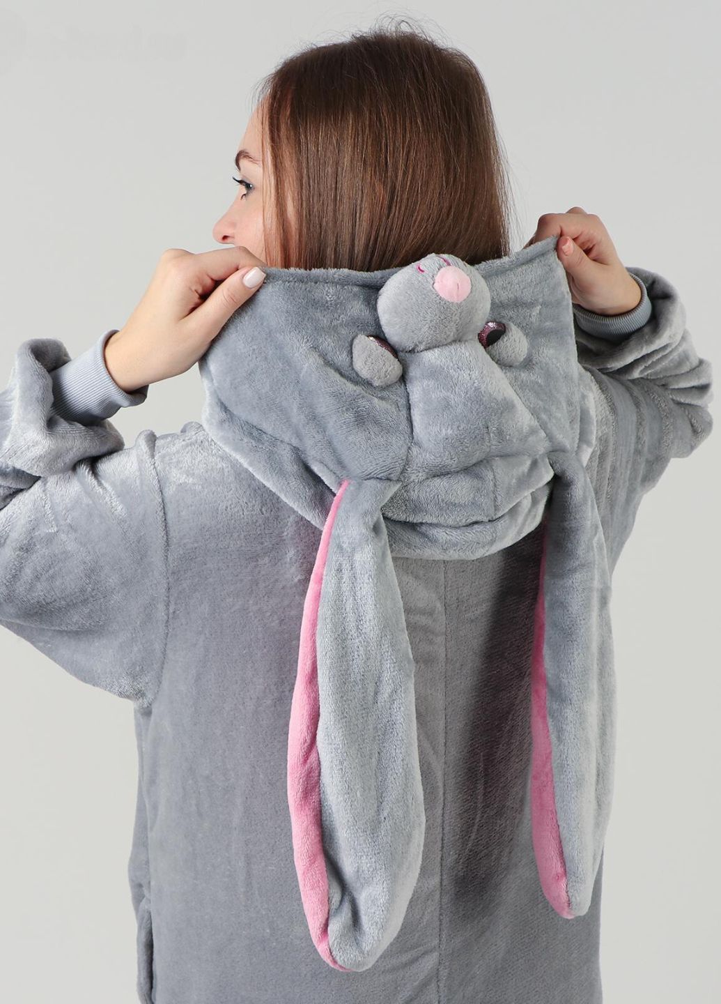 Плюшевий кігурумі з капюшоном у вигляді зайця кролика з довгими вухами (1067) My Kigu (340960758)