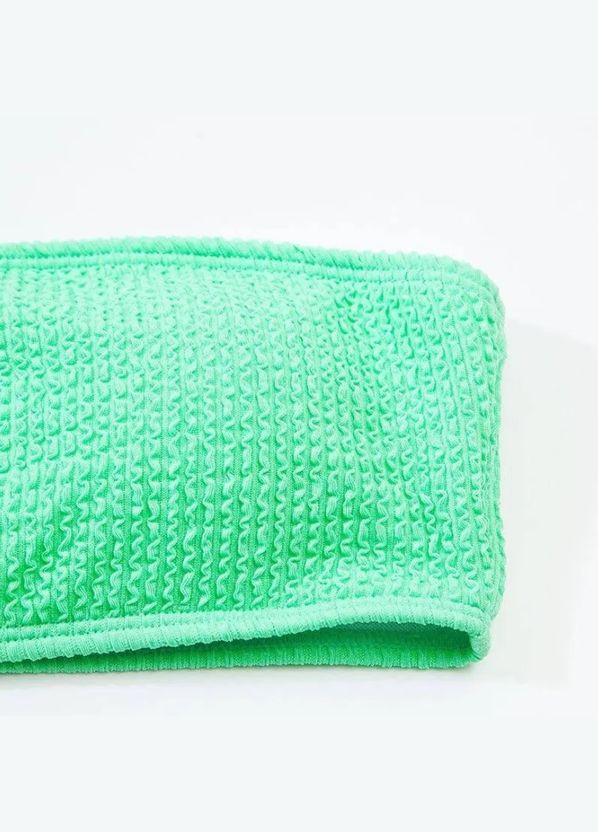 Бірюзовий літній роздільний купальник жатка на одне плече, трусики сліпи s m l (44 46 48) бірюзовий Po Fanu