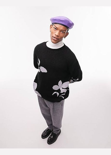 Черный зимний свитер Topman