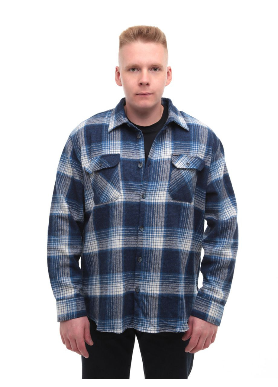 Синяя повседневный рубашка в клетку Jean Piere