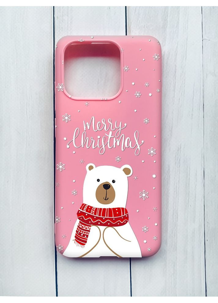 Матовий чохол на Xiaomi Redmi 12C Рожевий Ведмедик. З Різдвом (принт 146) Creative (362964919)
