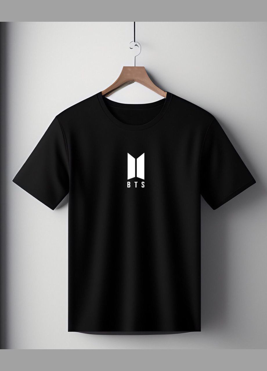 Футболка чорна оверсайз унісекс з принтом " лого BTS " Handmade (308245053)