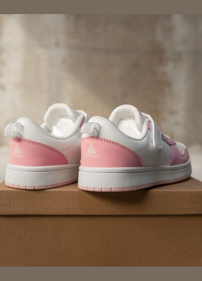 Світло-рожеві осінні дитячі кросівки white/pink No Brand