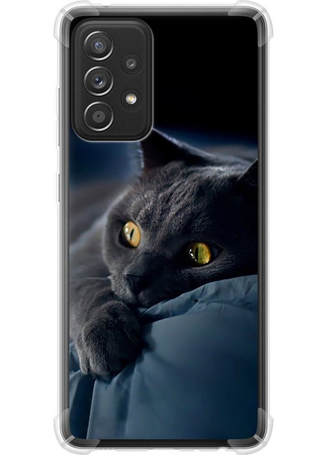 Силіконовий протиударний с посиленими кутами чохол 'Димчастий кіт' для Endorphone Samsung Galaxy A52 (265226015)