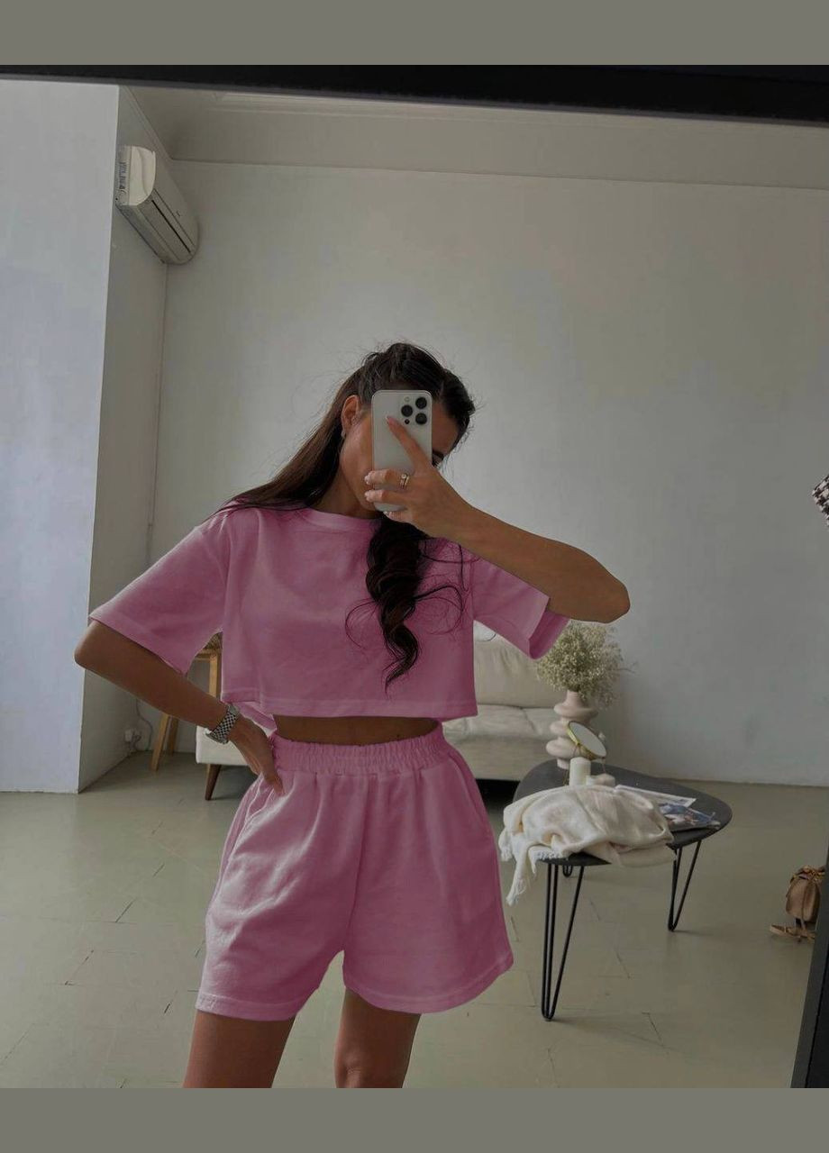Жіночий літній костюм вкорочена футболка та шорти MonCher (332955714)