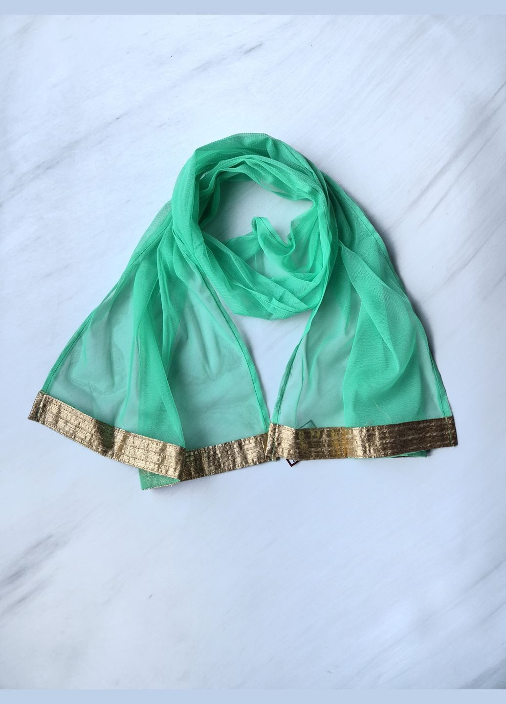 Шарф жіночий в сітку із золотистою смужкою літо-весна-осінь 140х42 см No Brand (330642247)