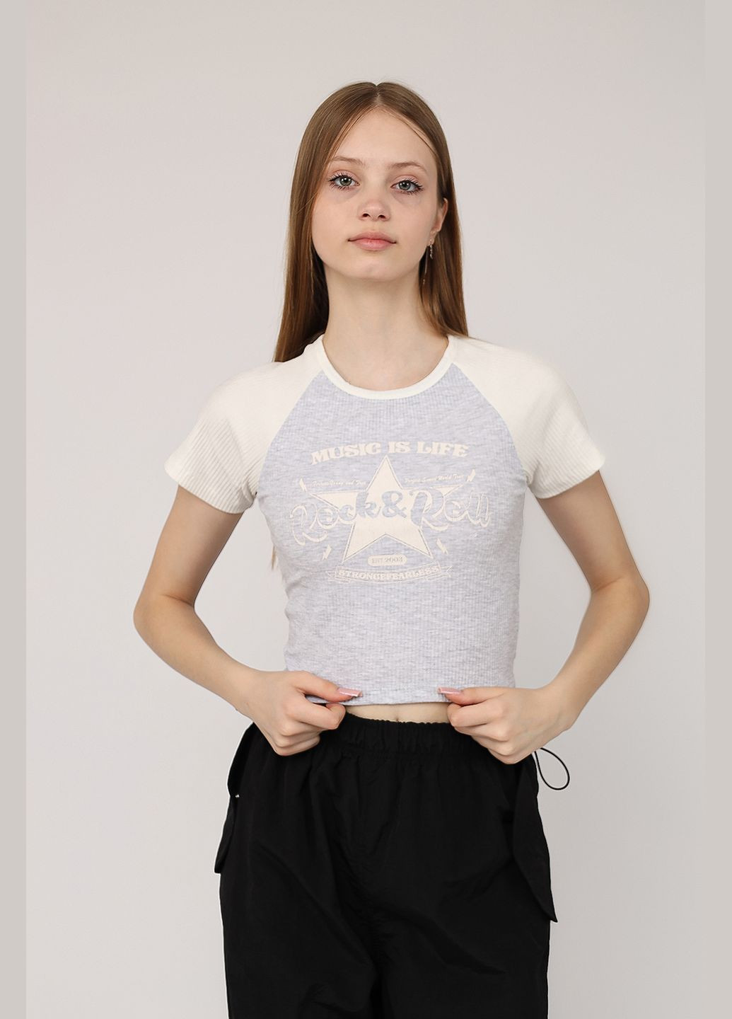 Футболка с коротким рукавом женская цвет светло-серый ЦБ-00275576 Divon - (330357961)