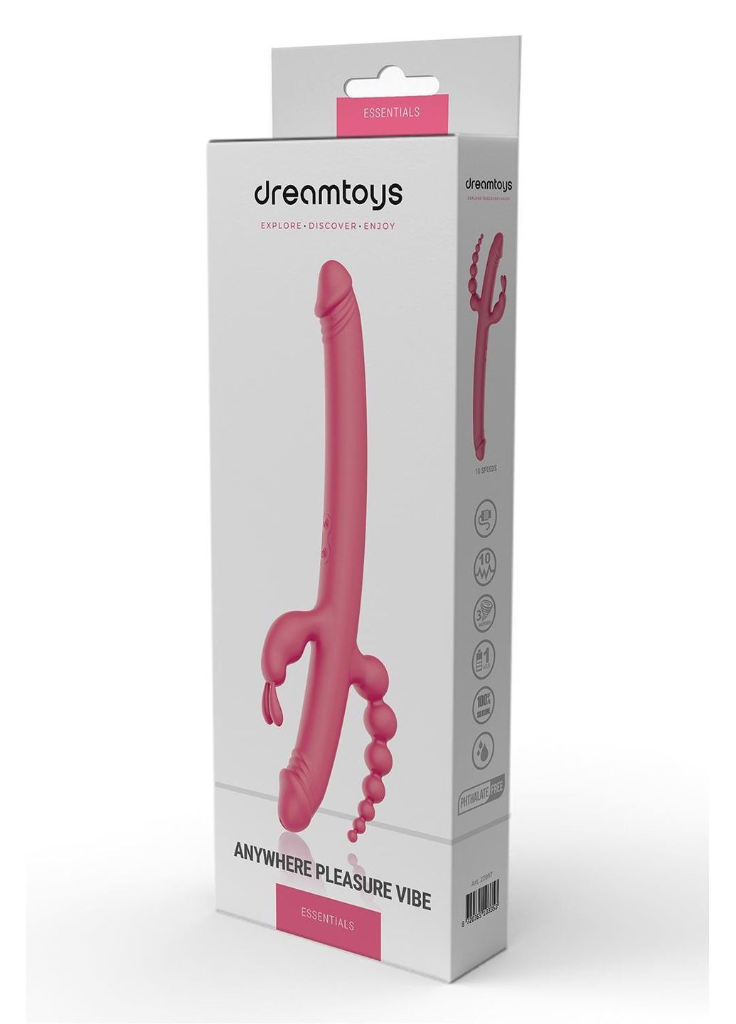 Вібратор із 4 стимулюючими кінцями Anywhere Pleasure Vibe Essentials, рожевий Dreamtoys (299006837)