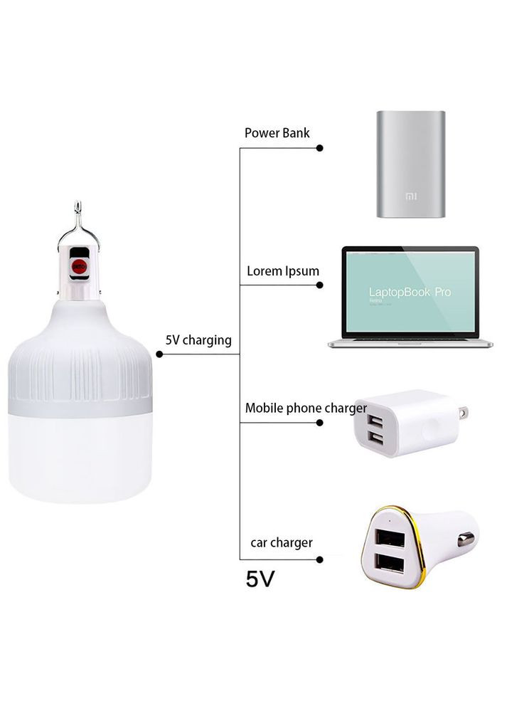 Портативная лампа для кемпинга подвесной аккумуляторная фонарь на крючке цвет белый Digital (315889594)