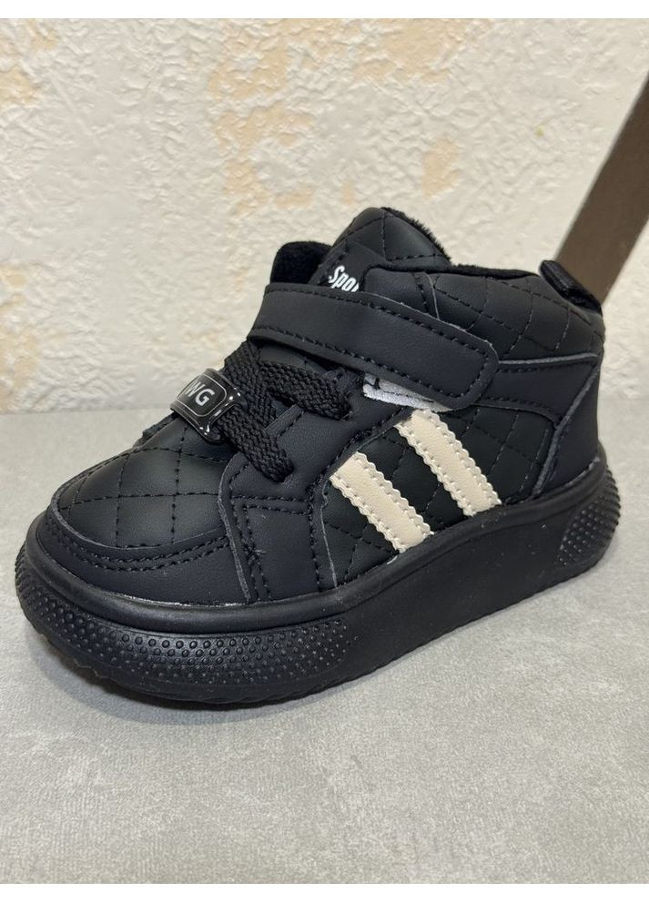 Цветные зимние демисезонные ботинки детские цвет черный 10926 No Brand