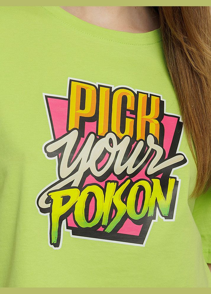 Жіноча коротка футболка колір салатовий CB-00219330 So sweet - (319053326)