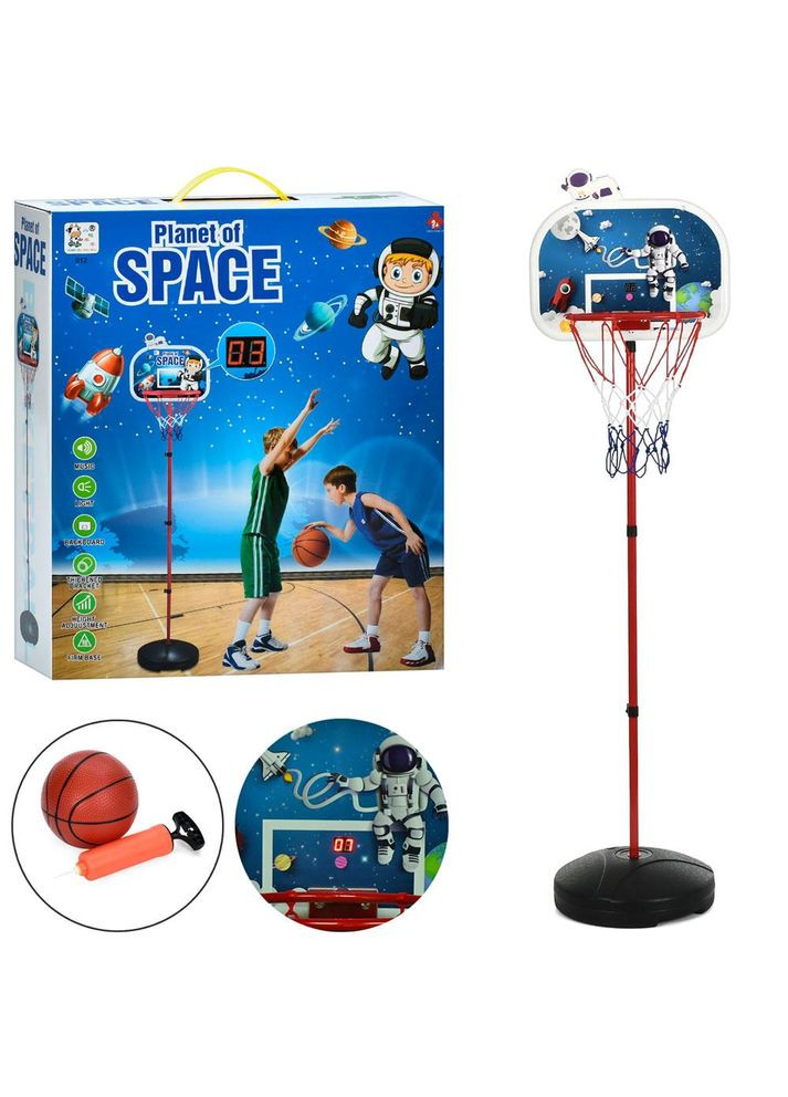 Баскетбольное кольцо на стойке с насосом, мячом и музыкой, металл и пластик, 40x47 см (MR 1517) No Brand (346755050)