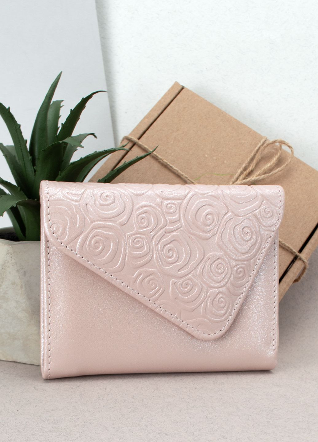 Подарунковий жіночий набір №89: гаманець Sabrina + обкладинка на паспорт + ключниця (рожеві квіти) HandyCover (282745179)
