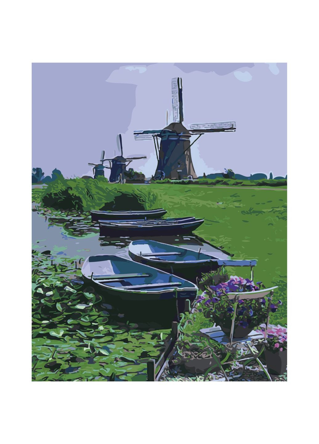 Картина за номерами Човники на фоні млина см творчість для дорослих і дітей малювання Strateg (369760544)