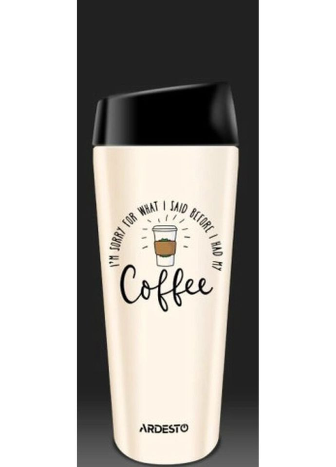 Термокружка Coffee Time Meowning AR-2645-WC 450 мл бежевая Ardesto (335883298)