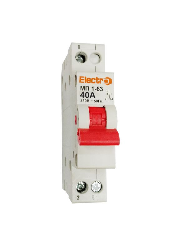 Перемикач навантаження МП1-63 (І-0-ІІ, 40А, 230 В, 1P) 1-полюсний (41243) Electro (315498387)