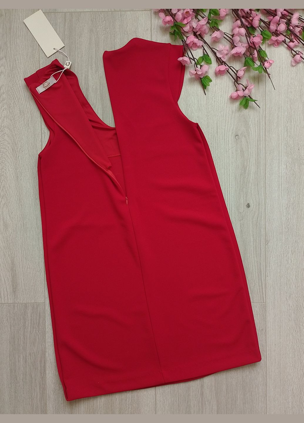 Красное праздничный, кэжуал, вечернее женское свободное платье (italia) Everis однотонное