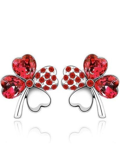 Красивые красные ювелирные серьги клевер, 5071 Fashion Jewelry (336950213)