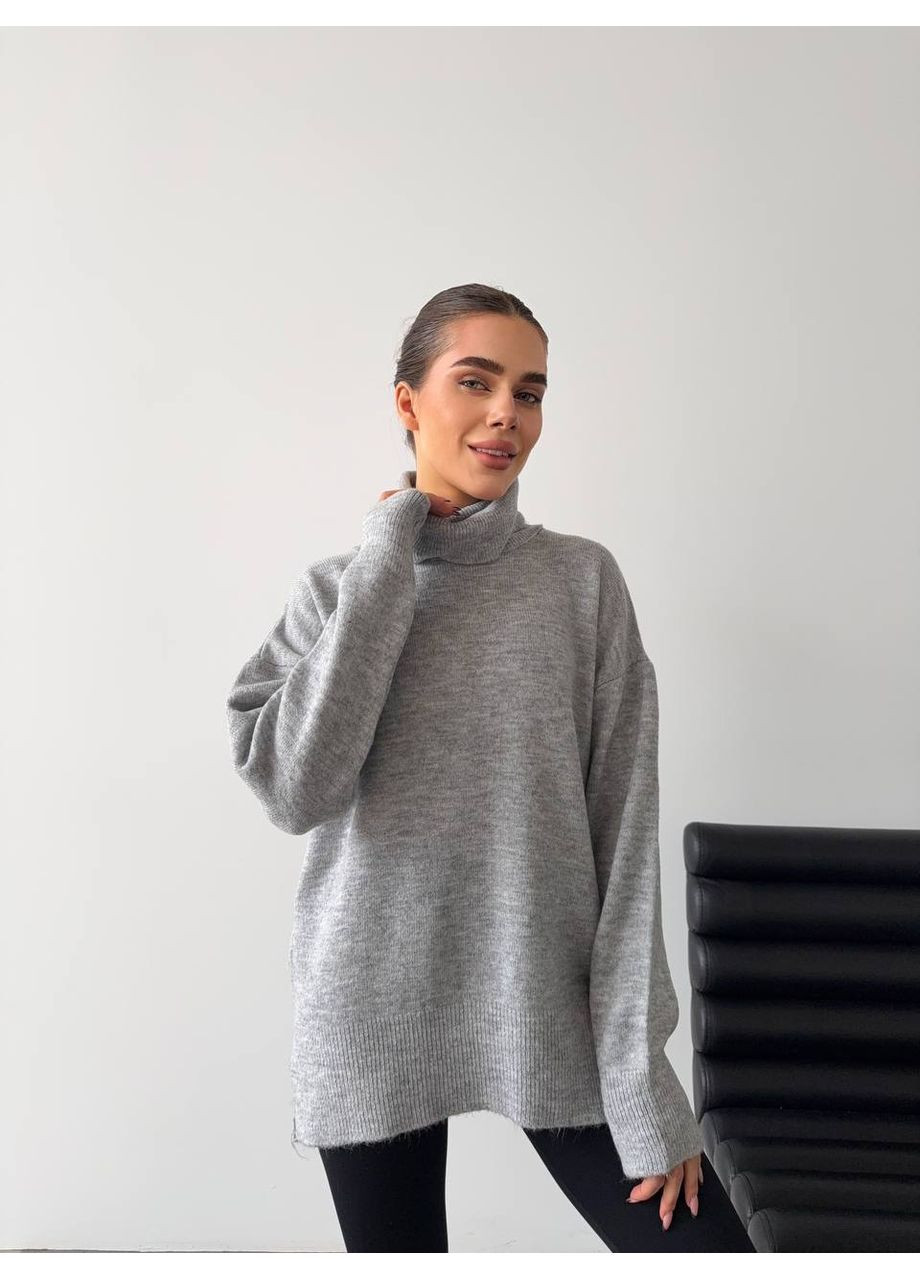 Серый демисезонный женский серый свитер No Brand