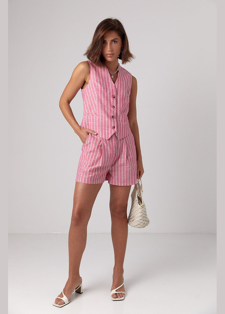 Женский летний костюм с шортами и жилеткой в полоску 9821 Lurex (299266035)