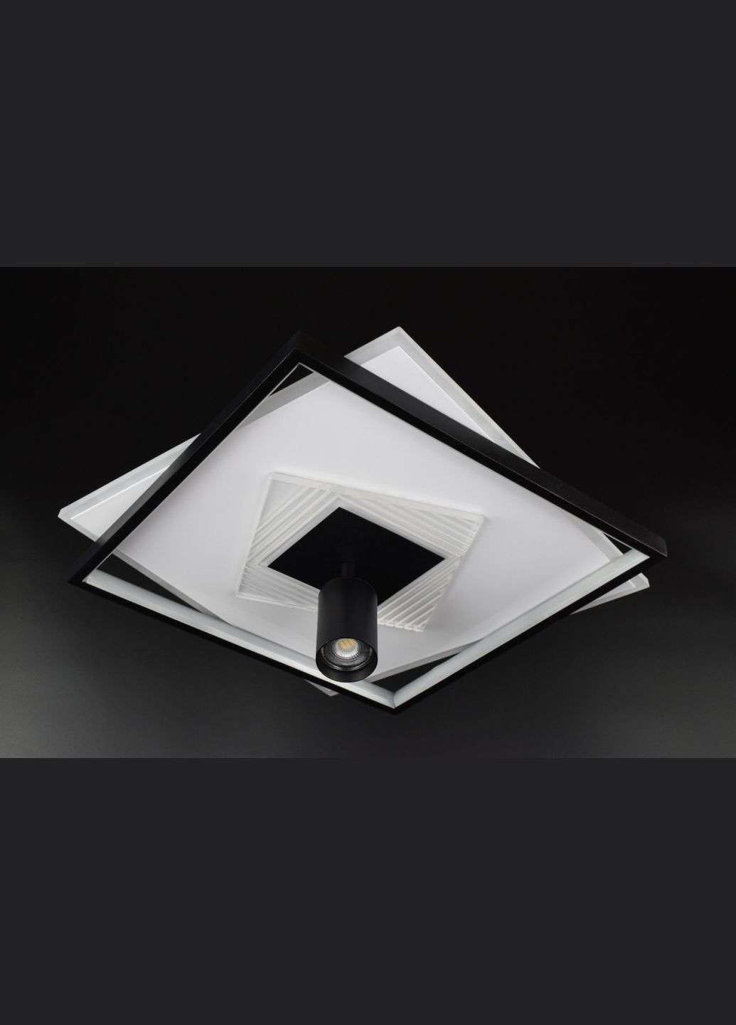 Люстра светодиодная потолочная LED светильник для квартиры на потолок лэд с пультом 26565 Черный 10х46х46 см. Sunnysky (364495388)