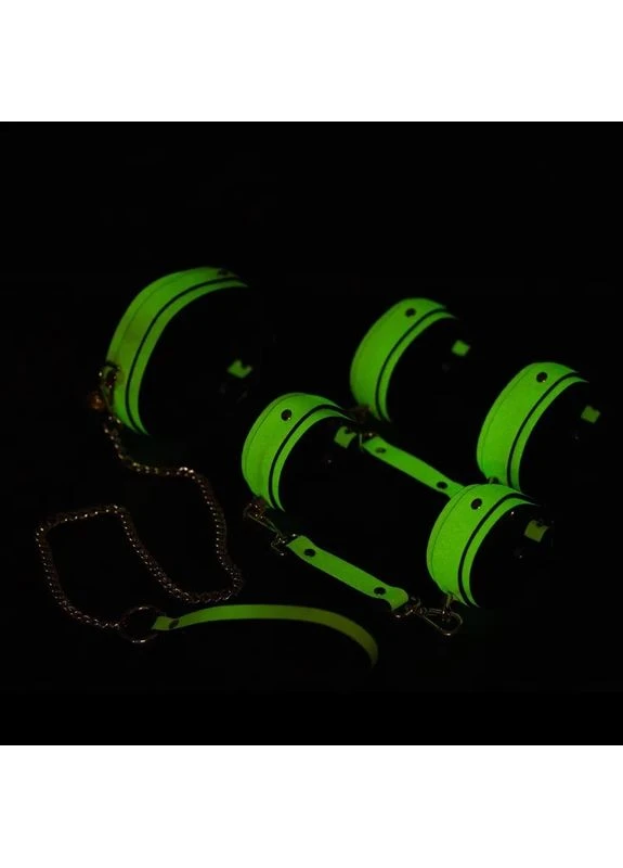 Наручники для бдсм ігор Glow in the Dark Leather Hands Cuffs Orange Bdsm4u (381404834)