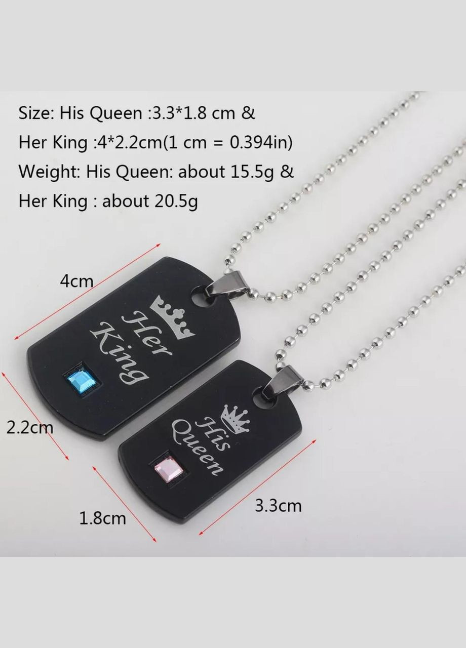 Парные подвески для двух влюбленных her king his queen корона форма жетона две половинки кулоны No Brand (337716452)