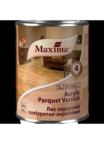 Лак паркетный полиуретан-акриловый "Acrylic parquet varnish", шелковисто-матовый ТМ " " -0,75 л. Maxima (396703257)
