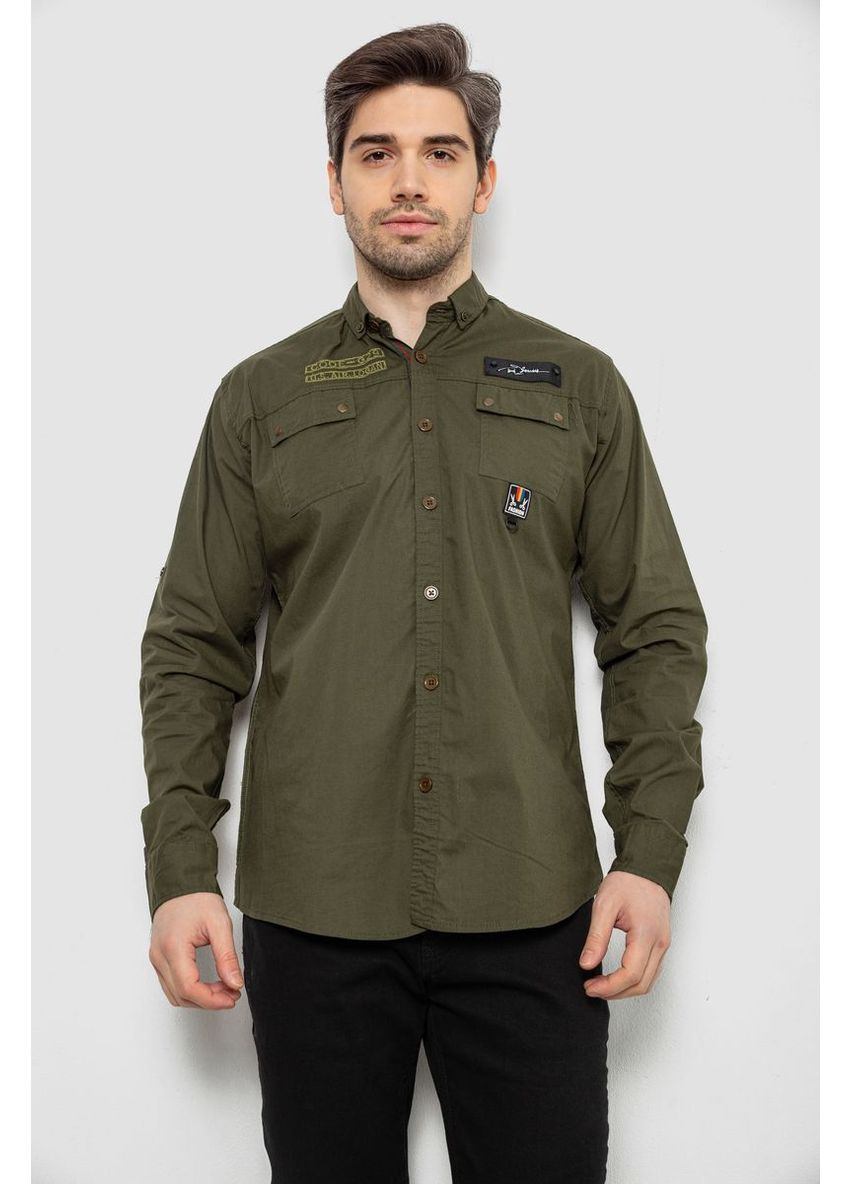 Сорочка чоловіча однотонна з принтом, колір коричневий, 186R01 Ager (373018647)