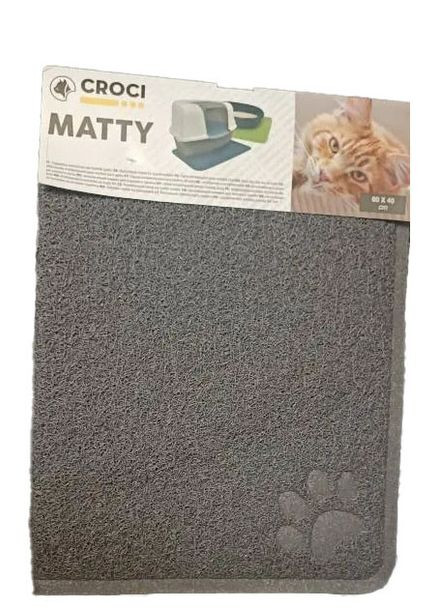 Килимок під туалет для котів Matty 60х40, сірий 169418 Croci (278308129)