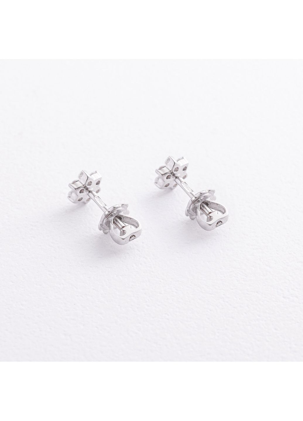 Серебряные серьги - пусеты Цветочки с фианитами 902-00670 Oniks (370650174)