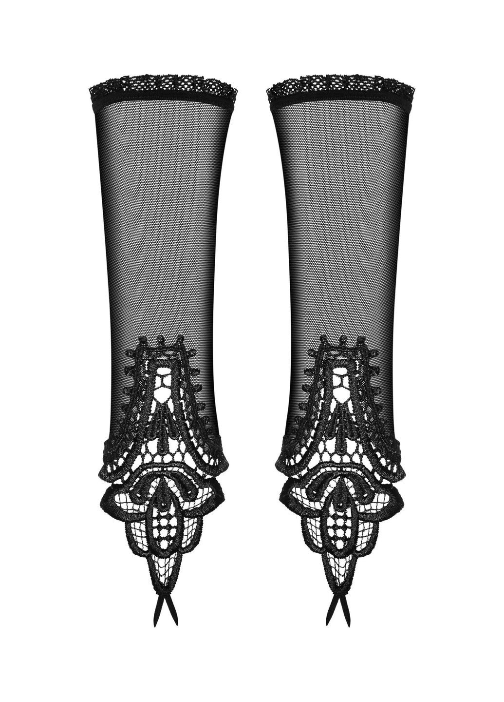 Сетчатые митенки с кружевом Luiza mittens One size, черные Obsessive (297865741)