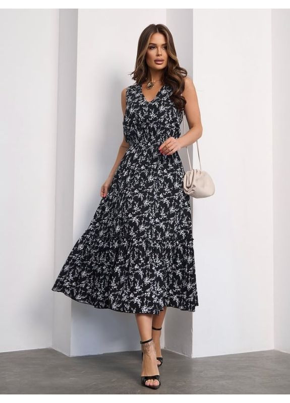 Черное платье 15182 черное ISSA PLUS однотонное