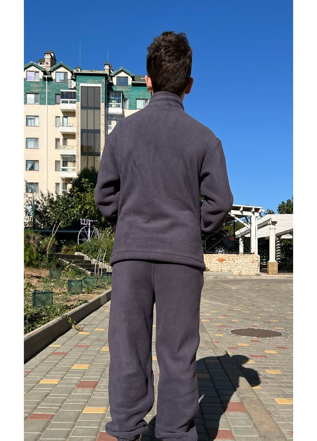 Темно-серый флисовый костюм для мальчиков / подростков No Brand