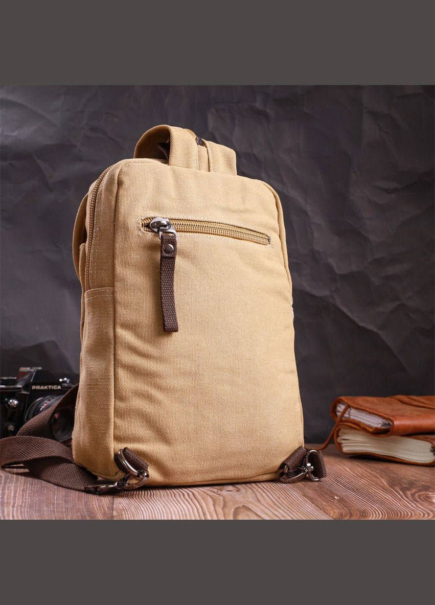Зручний рюкзак для чоловіків із щільного текстилю 22185 Пісочний Vintage (328449908)