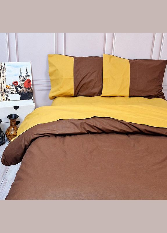 Постільна білизна PREMIERE Коричневий/Охра Ранфорс Двоспальна MERISET (306740115)