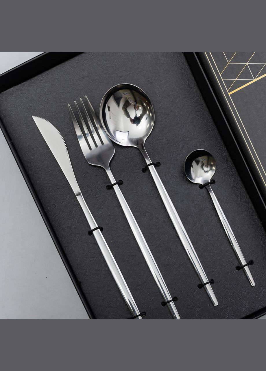 Набір столових приборів 24 предмети на 6 персон, матовий хром Yiwu (325449599)