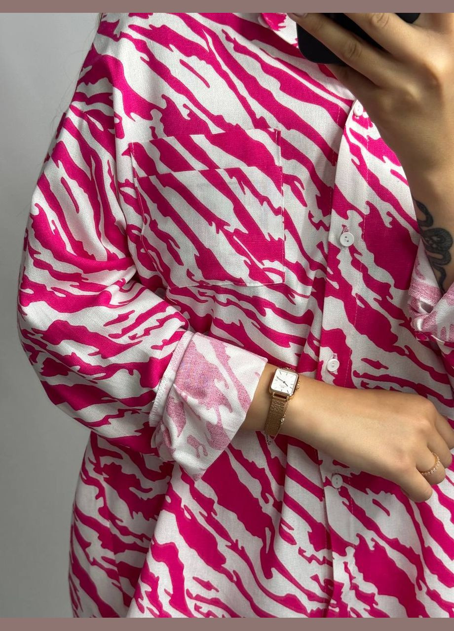 з сорочкою і шортами — літній вільний комплект з довгим рукавом і кишенями No Brand Лляний жіночий костюм (333342423)