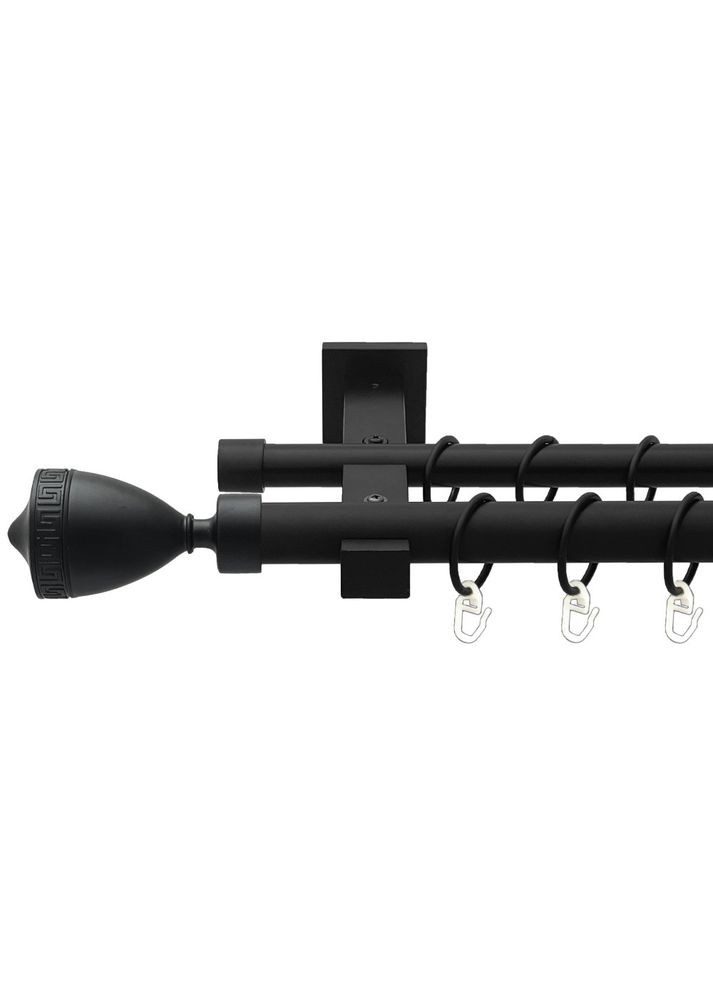 Карниз Афіна металевий дворядний техно гладка труба кільце металеве Чорний Матовий 25\19 мм 300 см ORVIT (299335279)