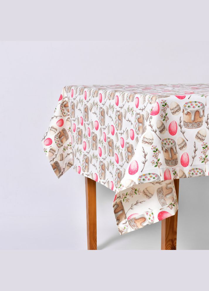 Скатертина 170х260 см – бавовняна скатертина з водовідштовхувальним покриттям, великодній принт святкова IDEIA (334726441)