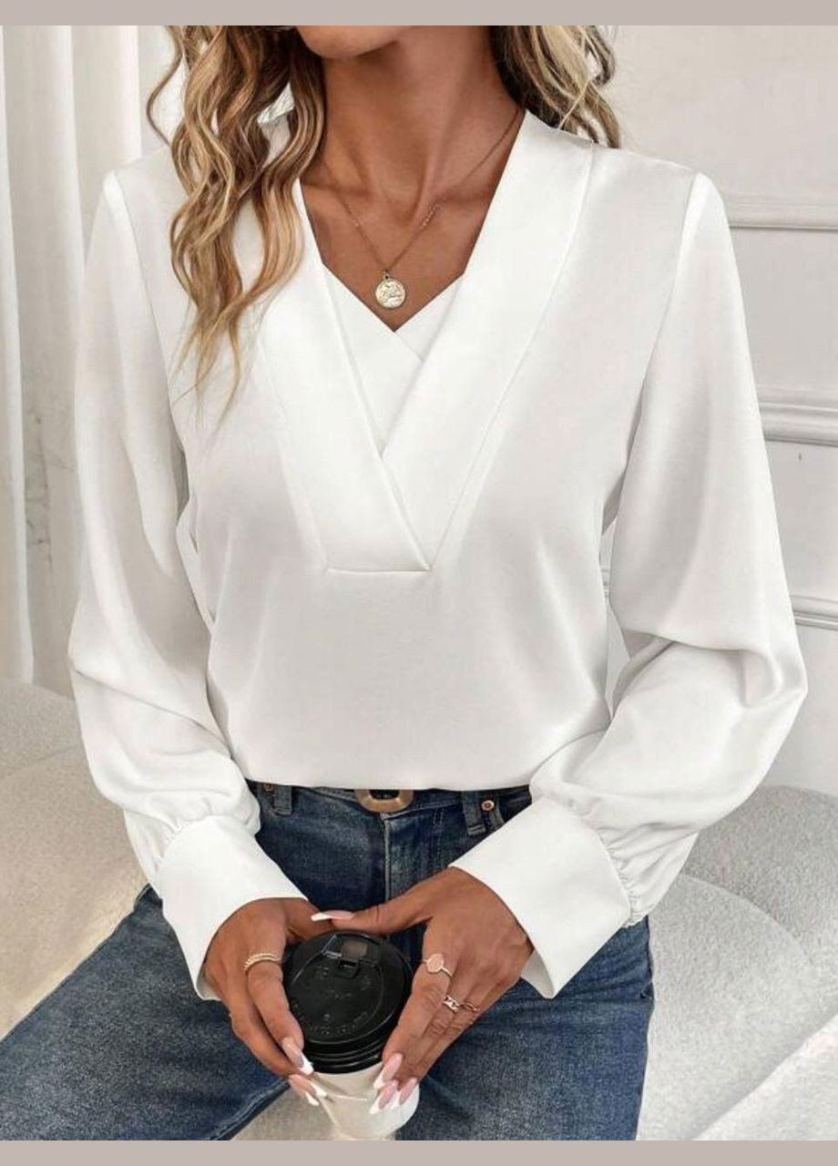 Белая женская блуза с длинным рукавом Fashion Girl