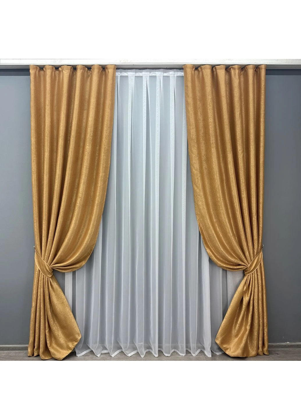 Комплект готовых штор Софт № 373ш Золотистый 150х270 см 2шт (30-367) VR-Textil (357207084)